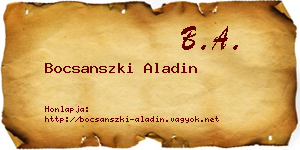 Bocsanszki Aladin névjegykártya
